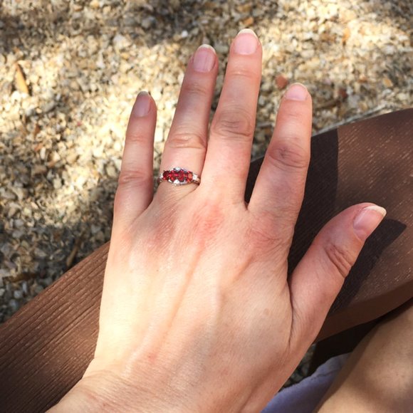 Genuine Ruby Ring 9K White Gold Size 6 Natural Gemstones - Only 1 Available! - Picture 5 of 16